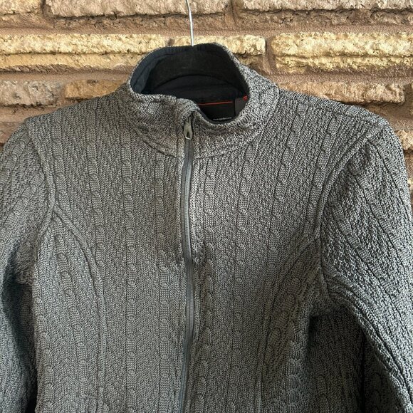 Spyder Gray Cable Core Fleece Lined Full Zip Ski Sweater Size Medium - Picture 6 of 11